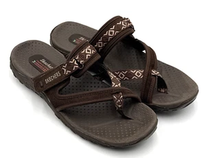 Skechers Reggae Trailway Day Zehenstegsandale Damen Gr. 10 braun Textil Slipper - Bild 1 von 12