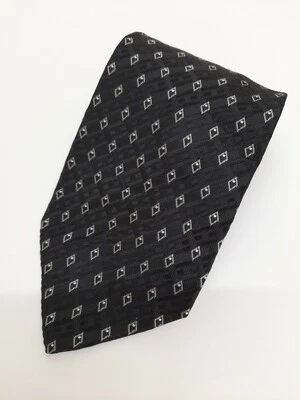 PROCHOWNICK  cravatta tie 100% seta silk nero e bianco geometrico necktie A605 - Imagen 1 de 4