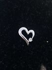 Sterling Silver Vintage Slider Heart Pendant With White Colorless Clear Stone 