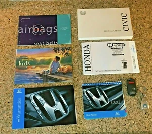 8pc OEM 2003 Honda Civic Sedan Owner's Manual Handbook w/ Supplements & Phob - Bild 1 von 9