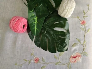 Copriletto lino Bellora ricamo a macchina rifinito a mano king size 280x295 cm - Picture 1 of 10