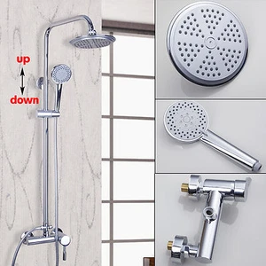 Juego de Grifo de Ducha de Lluvia Cromo para Baño 8" Montaje en Pared Grifo Mezclador y Ducha de Mano - Imagen 1 de 10