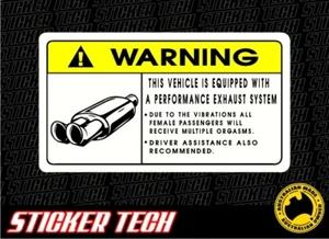 ADVERTENCIA RENDIMIENTO SISTEMA DE ESCAPE PEGATINA TRAJES CALCOMANÍA V8 TURBO ROTATORIO SS HVS - Imagen 1 de 1