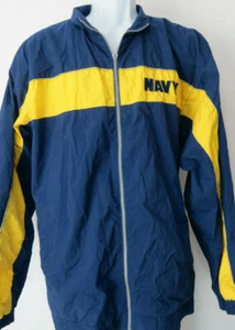CHAQUETA DE CALENTAMIENTO AMARILLA Y AZUL MARINO de colección militar L Grande Nylon naval usn uspt - Imagen 1 de 5