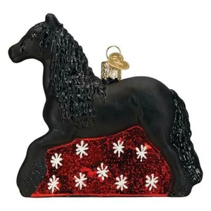Old World Christmas FRIESIAN HORSE (12589) Glass Ornament w/OWC Box - Picture 1 of 3