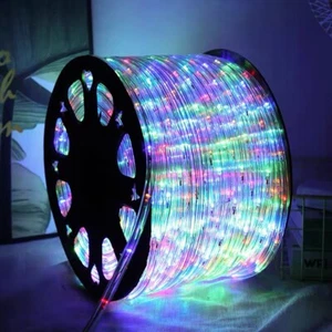 Bobina 50 metri TUBO LED luminoso multicolor 220v IP65 LUCE FISSA 2pin - Foto 1 di 3