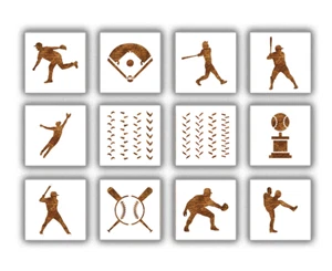 Plantilla de béisbol - Paquete de 12 - Color reutilizable, dibujo, pintura arte de plantilla personalizada - Imagen 1 de 2