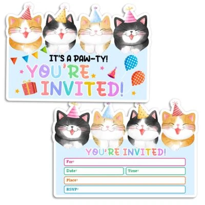 Lindos sobres de fiesta para gatos niños 30 tarjetas 4x6" niño niña baby shower Foto 1 de 4