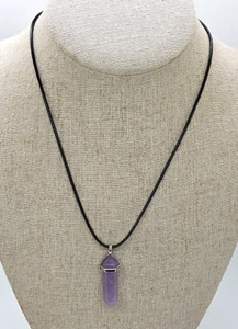 Natural Amethyst Point Necklace Mens Crystal Pendant Chakra Healing Women Gift - Picture 1 of 3