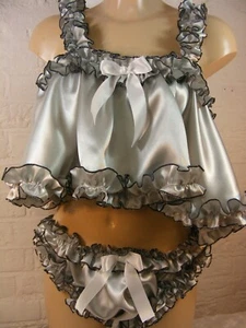 ADULT baby premium sissy satin with rolled hem edge cami & knickers set - Picture 1 of 7