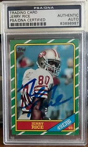 Jerry Rice 1986 Topps ROOKIE #161 Signed Football Card (PSA/DNA Auth. Auto) (2) - Picture 1 of 2