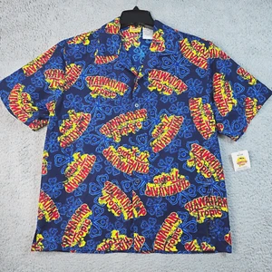VTG HAWAIIAN TROPIC Camp Shirt Mens MEDIUM Blue Red Casual Rare Floral NWT - Picture 1 of 15
