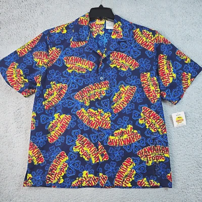 VTG HAWAIIAN TROPIC Camp Shirt Mens MEDIUM Blue Red Casual Rare Floral NWT - Image 1 of 4