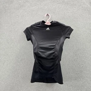 Adidas Boys Shirt L Black Activewear Logo Short Sleeve Aeroready Football Padded - Picture 1 of 8