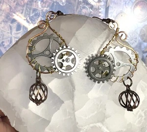 Steampunk Ohrringe, drahtumwickelte Steampunk Ohrringe, Unikat, Handarbeit - Bild 1 von 5