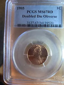 1995 1 CENT ERROR PCGS MS67 RD - Picture 1 of 2
