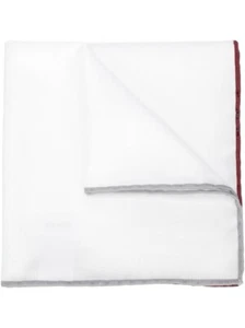 Brunello Cucinelli Pocket Square White Contrast Red Grey BNWT - Picture 1 of 2