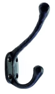 CAST IRON HAT & COAT HOOK WALL DOOR ANTIQUE VINTAGE BATHROOM RUSTIC BLACK - Picture 1 of 1