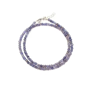 Beautiful Iolite Gemstone Faceted Rondelle Beads Necklace 3mm-4mm, 20" Necklace - Picture 1 of 4