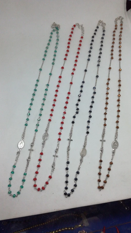 COLLANA ROSARIO ARGENTO 925 UNISEX MADONNA MIRACOLOSA CROCE  MOD D&G GIROGOLA - Immagine 1 di 1