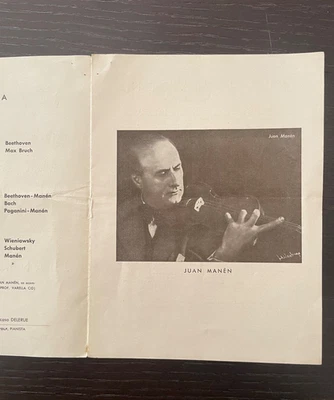 JUAN MANÉN - Programa de Recitales de Violín 5/04/1941 con Varella Cid - Bruch, Paganini Foto 1 de 2