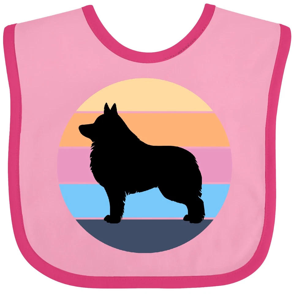 Inktastic Schipperke Perro Silueta Bebé Babero Cachorro Retro Puesta de Sol Mamá Ropa Foto 1 de 1