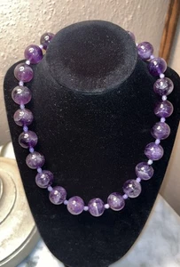 Vintage Artisan Made Necklace Stone Purple amethyst With Magnetic Clasp New - Bild 1 von 10