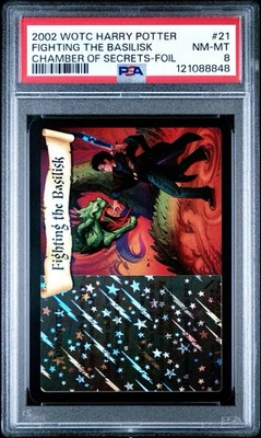 Fighting the Basilisk Foil PSA 8 Harry Potter TCG WOTC #21 Chamber of Secrets - Image 1 of 2