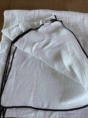 Antonio Salgado Blanket King White 100% BCI Cotton Jaquard Made In Portugal - Image 1 of 4