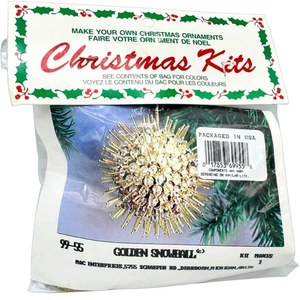 Vintage Sequins Beads Push Pin Christmas Ornament Making Kit Merri Mac Golden - Picture 1 of 6