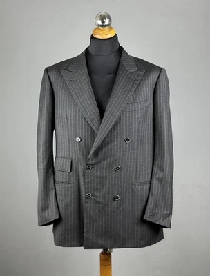 BRIONI ROMAN STYLE Gray Striped Double Breasted Wool Blazer Jacket Size 52 / 42 - Image 1 of 4