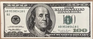 1996 US One Hundred Dollar Bill $100 UNCIRCULATED AB 95385418 G - Picture 1 of 2