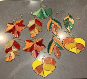 Set/ 10 Stained Glass Fall Leaves Sun Catchers Excellent Quality  - Picture 1 of 4