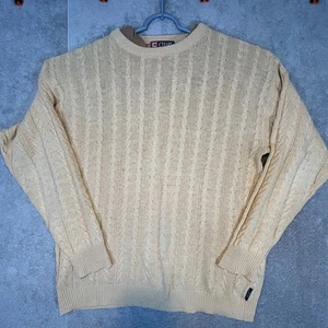 VTG Ralph Lauren CHAPS Mens L Linen Blend Cable Knit Sweater Preppy Pullover - Picture 1 of 8