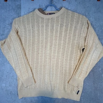 VTG Ralph Lauren CHAPS Mens L Linen Blend Cable Knit Sweater Preppy Pullover - Image 1 of 4