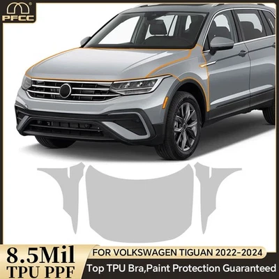 For Volkswagen Tiguan 2022-2024 Hood Fender Precut Paint Protection Film PPF TPU - Image 1 of 4