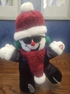 Musical Ice Skating Animated Snowman Plush Candy Cane Twist Singing - Picture 1 of 16