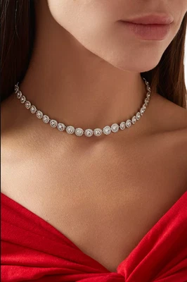 Collana Tennis Una Angel Argento con Cristalli Swarovski Elements Originali - Image 1 of 3