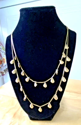 Chloe and Isabel Two Chain Hand Sculpted Petal Necklace Gold Leaf Design 18" - Image 1 of 4