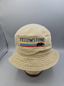 Yellowstone Bear Khaki Hat Youth Small National Parks Safari Hunting Bucket Cap - Picture 1 of 8