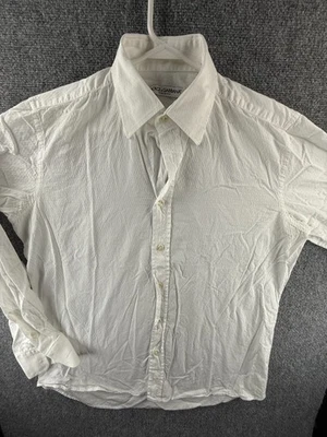 Dolce & Gabbana Textured White Button Up Shirt Size 17 Italy Cotton Woven Men - Image 1 of 4