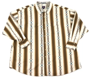 Panhandle Slim Shirt Mens 4XL Brown Pearl Snap Aztec Western Southwest - Picture 1 of 10