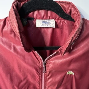 Vintage Izod Lacoste Dark Red Sz Large Bomber Jacket Windbreaker Packable Hood - Picture 1 of 11