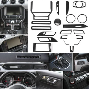Carbon Fiber Full Set Interior Trim Kit For 2015+ Ford Mustang Center Console 20 - Picture 1 of 8