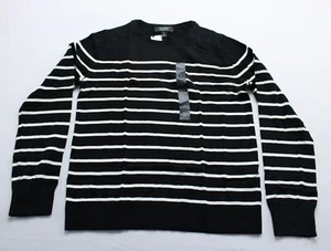 Banana Republic Women's Forever Crew Neck Sweater AC2 Black Stripe Small NWT - Picture 1 of 3