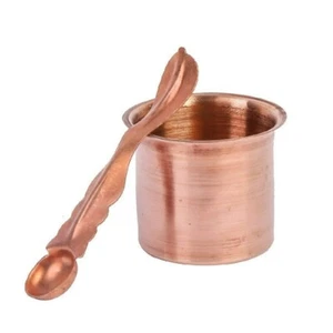 Panch Patra Pooja Lota und Löffel Kupfer Charnamrit Set - 2,5 Zoll - Bild 1 von 4