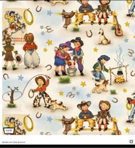 Home on the Range Cotton Fabric by Michael Miller- Cowboys, Rope, Western- Rodeo - Picture 1 of 2