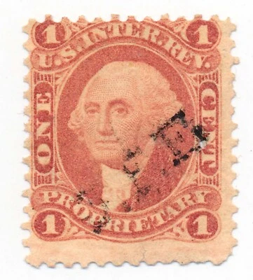 99c START! US Revenue stamp R3c proprietary, JFE 1874 cancel - Image 1 of 4