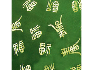 Dekostoff mit chinesischen Schriftzeichen "Glück" grün  Mischgewebe  Meterware