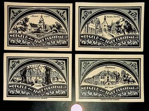 1921 Deutschland FURSTENAU 25 50 75 100 Phennig Banknote/Notgeld Set - Bild 1 von 2